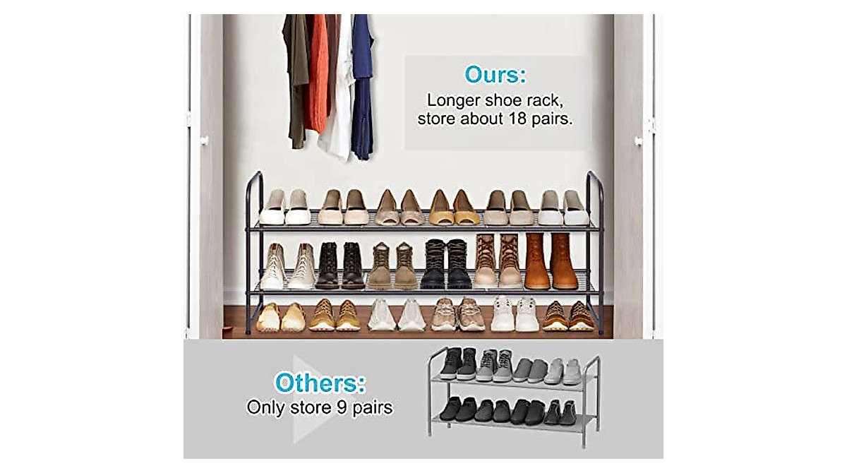 SLEEPING LAMB 2-Tier Metal Shoe Rack for Organized Storage
