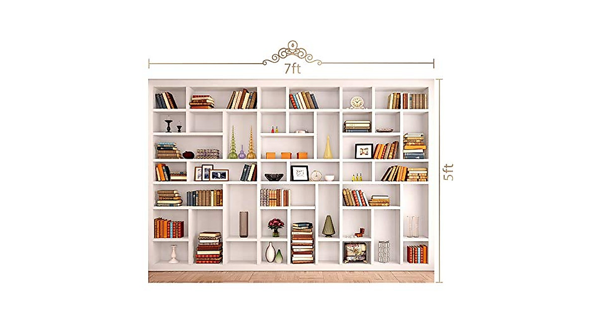 Maijoeyy 7x5ft White Bookshelf Backdrop for Zoom &amp; Office