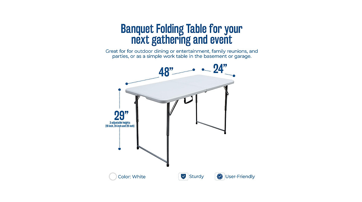 4 Foot Portable Folding Table for Events & Utility Use