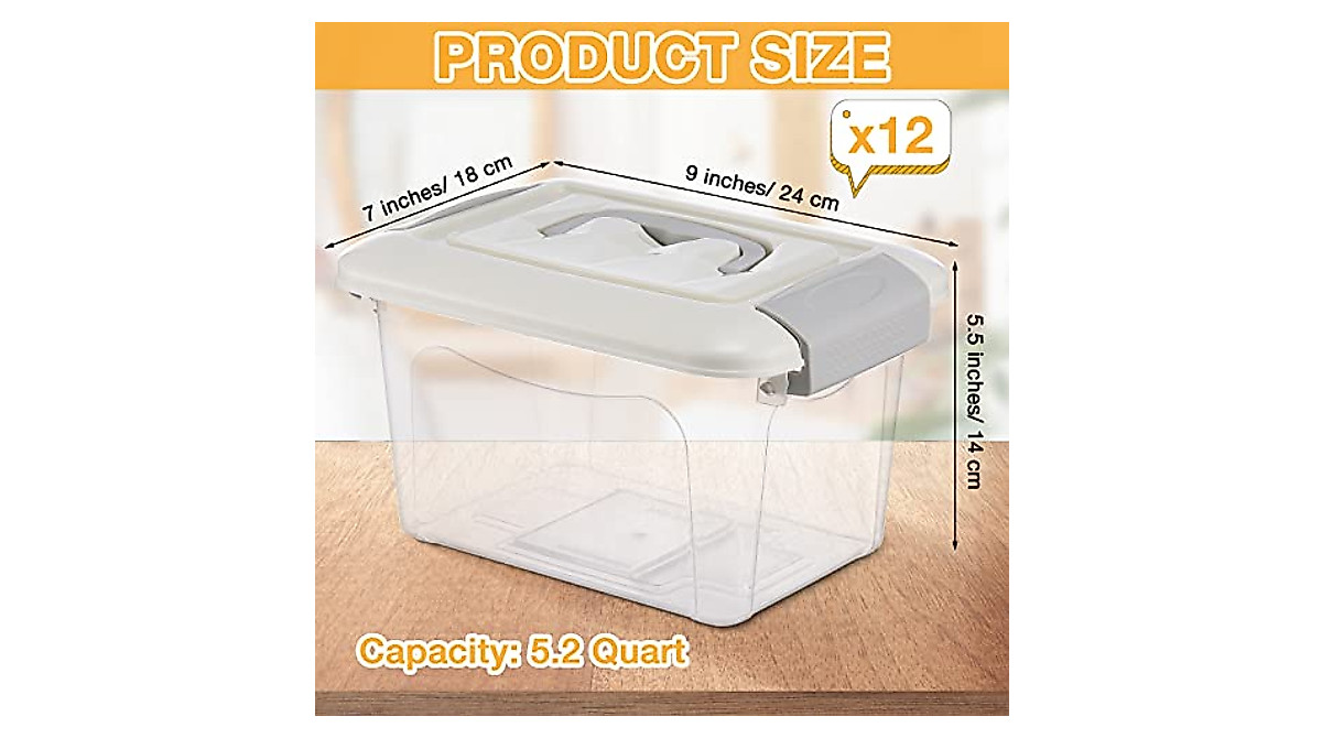 12 Pcs Clear Latch Storage Boxes for Home & Office