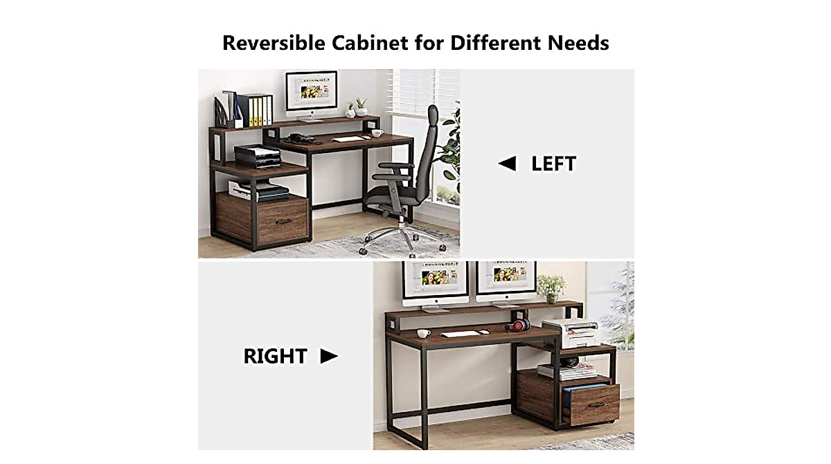 Tribesigns 60-Inch Computer Desk with Storage and Hutch for Home Office