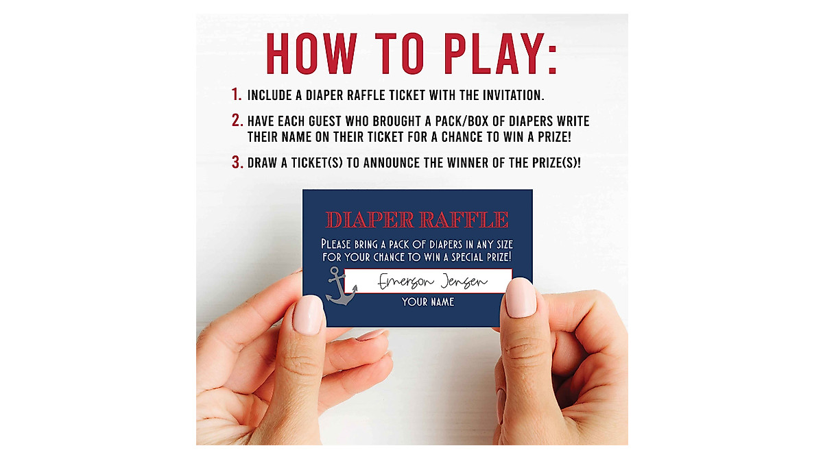Nautical Baby Shower Diaper Raffle Tickets for Boys