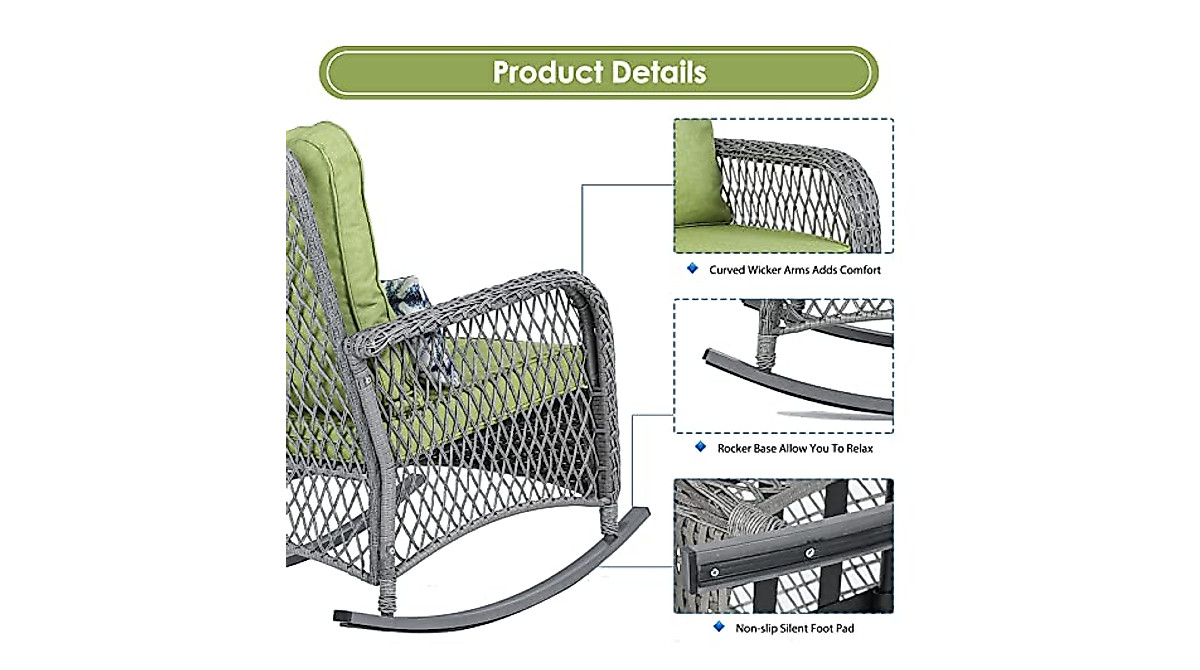 VONZOY Outdoor Rocking Chairs – Stylish Wicker Patio Furniture with ...