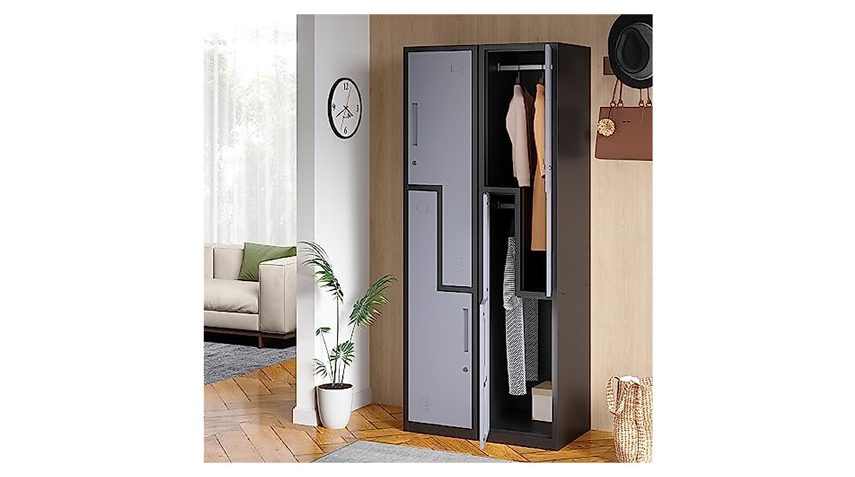 BYNSOE L-Shape Metal Locker for Schools & Gyms