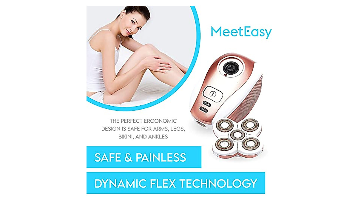 Meeteasy Electric Leg Shaver for Women - Painless Hair Removal (Gold)