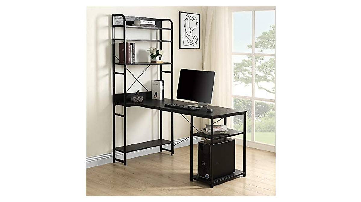 Henf Computer Desk with Bookshelf - Durable & Stylish