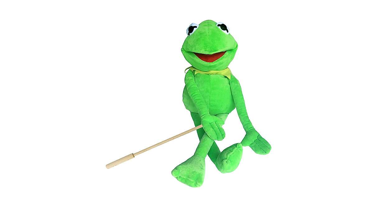 Kermit Frog Puppet with Detachable Control Wood Rod - Soft Plush Toy