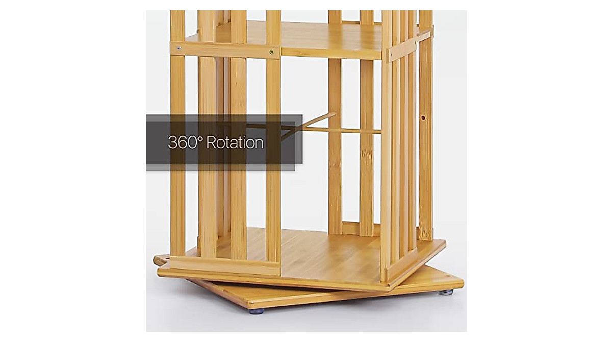 MoNiBloom 3-Tier Corner Book Shelf – Rotating Bamboo Storage Rack
