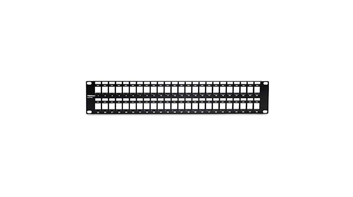 TRENDnet 48-Port Keystone Patch Panel 2U Rackmount for High-Speed Networks