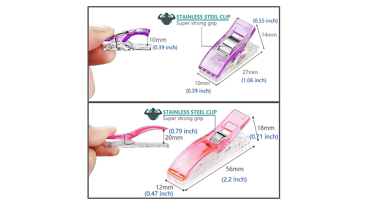 Sewing Clips: 100 Assorted Craft Clips for Quilting