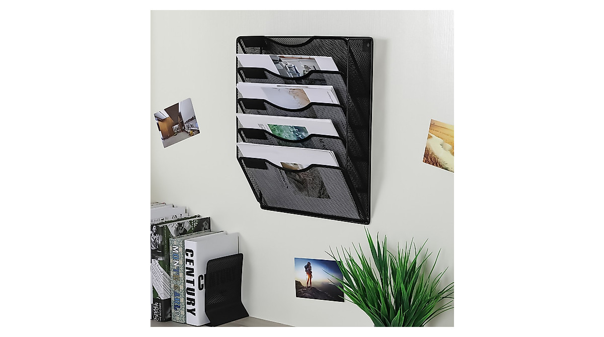 EasyPAG 5 Pockets Mesh Wall File Holder for Office & Home