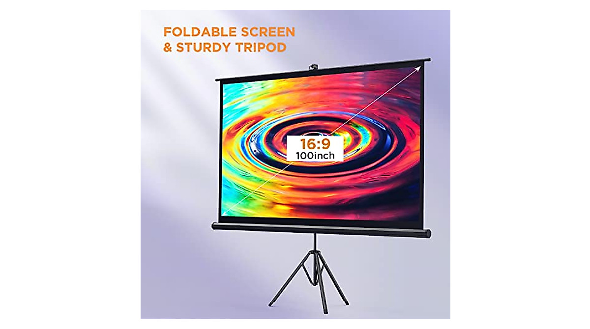 Portable 100-Inch Projector Screen with Stand for Indoor & Outdoor Use