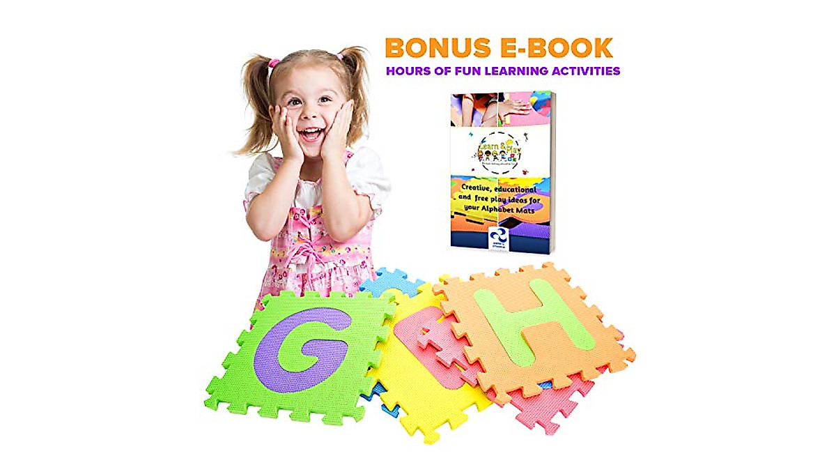SAFEST Non Toxic Alphabet Puzzle Mat - Safe & Durable Learning Floor