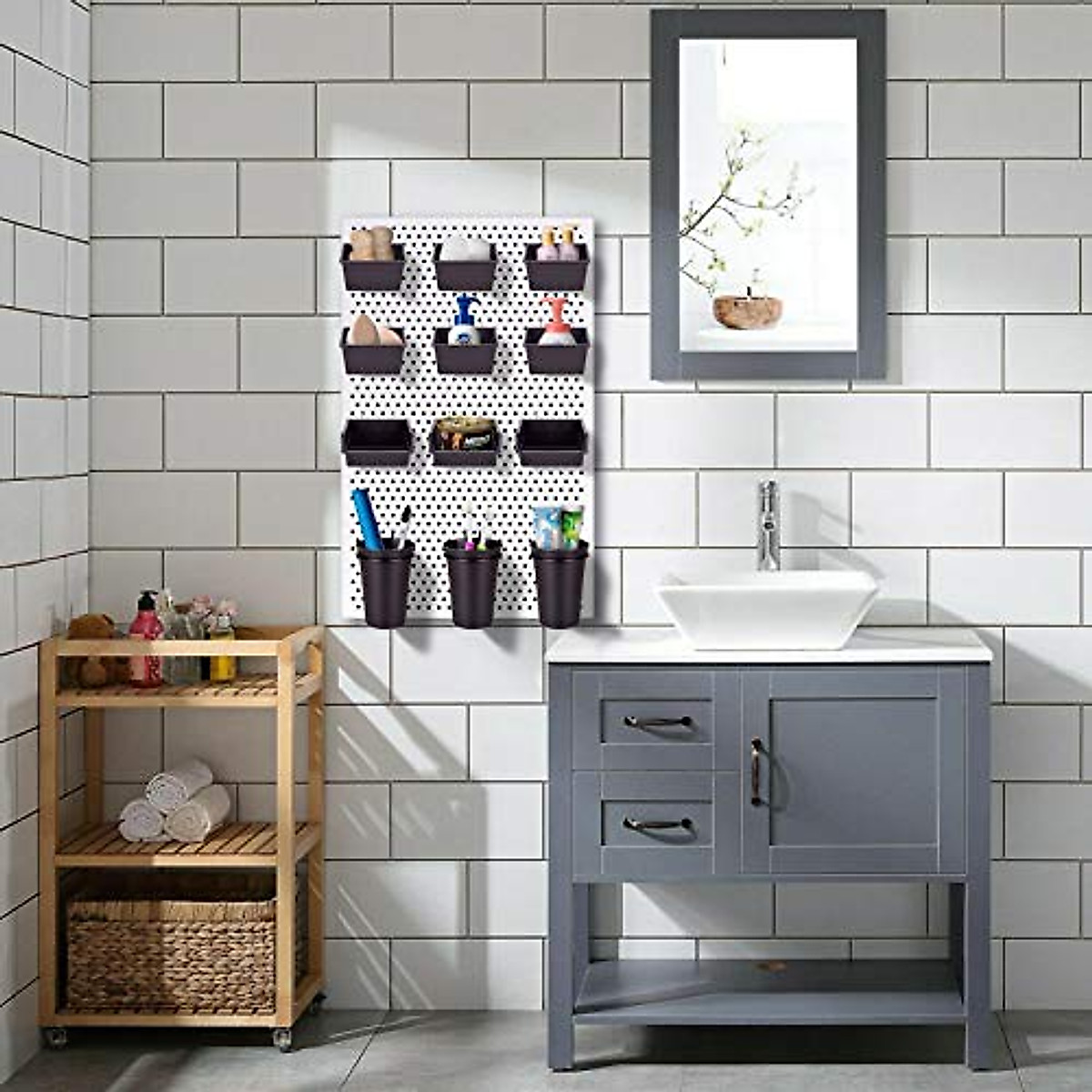 12 Pcs Pegboard Bins And Cups With Hooks And Loops Peg Assortment Organizer Accessories Various Tool Organizer Pegboard Basket Set Garage Workshop Workbench Offic