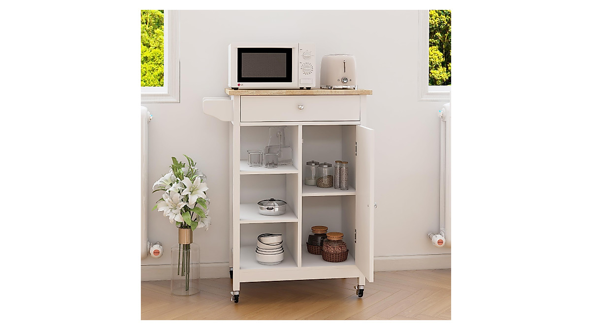 Compact RASOO Kitchen Cart - Versatile Storage on Wheels