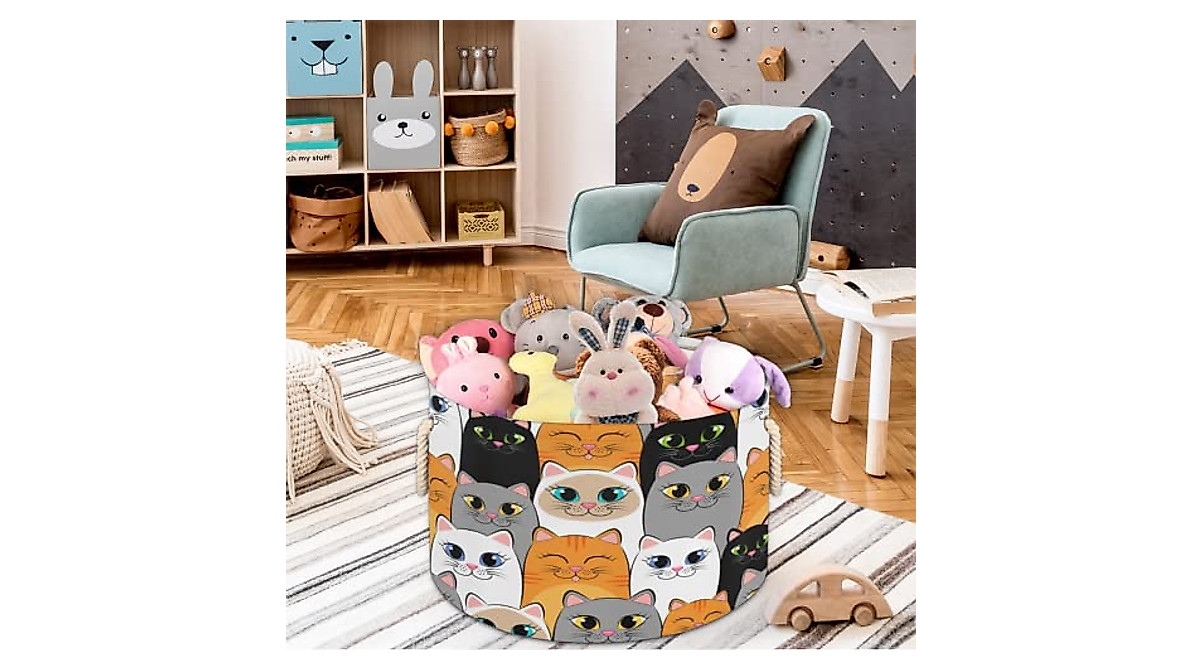 Cute Cats Storage Basket | Collapsible Laundry & Toy Organizer