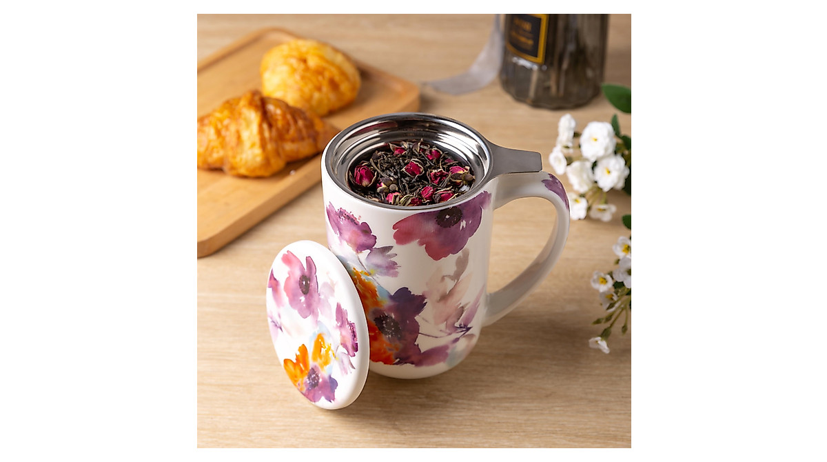 Sweese 20 OZ Porcelain Tea Mug With Infuser And Lid, Loose Leaf Tea Cup, Gifts For Tea Lover - Mint Green