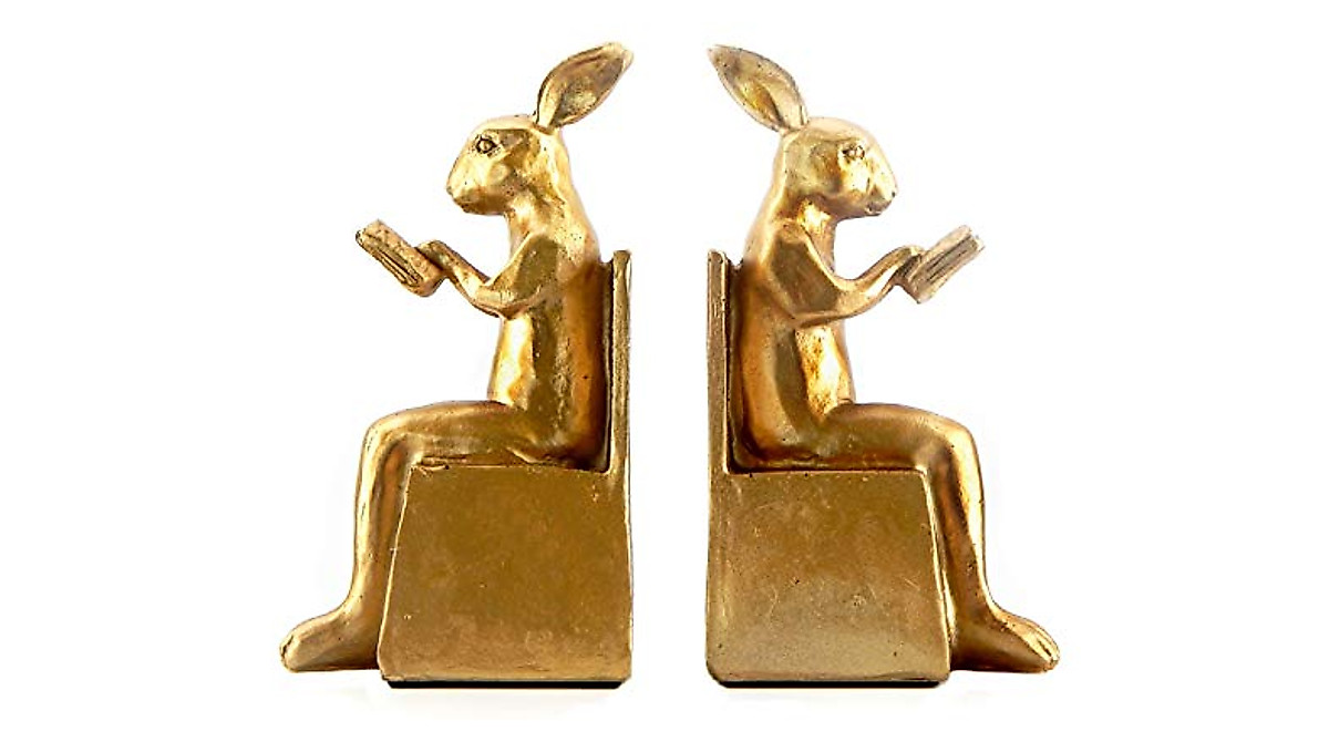 Bellaa Rabbit Bookends - 7 Inch Decorative Bunnies
