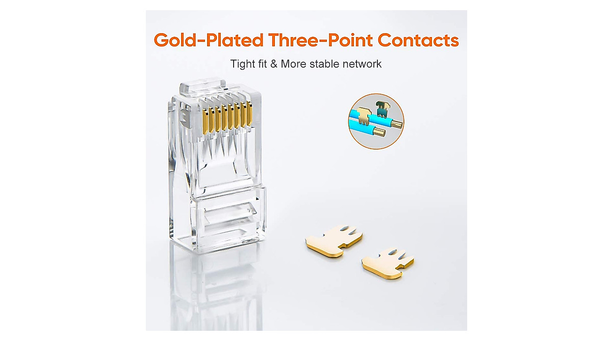 CableCreation Cat6 RJ45 Connectors 100-Pack for Ethernet Networks