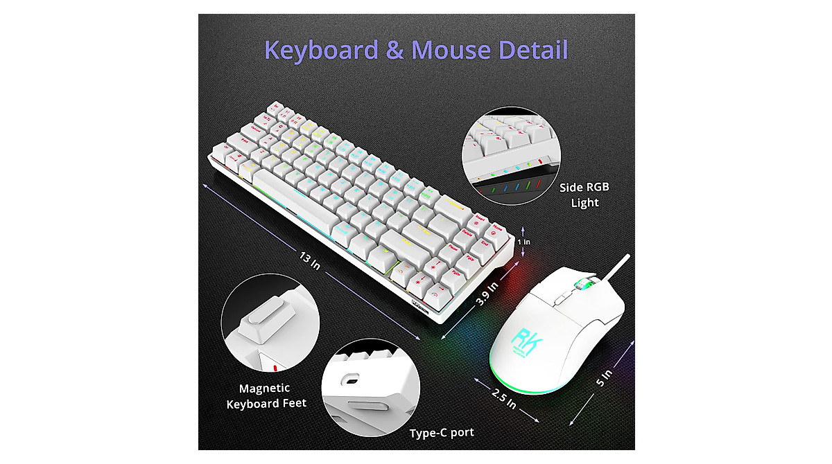 RK ROYAL KLUDGE RK71 Wireless Mechanical Keyboard & Gaming Mouse