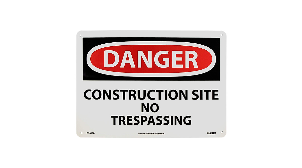 NMC D248RB Construction No Trespassing Sign - 14 x 10 in. Safety Sign