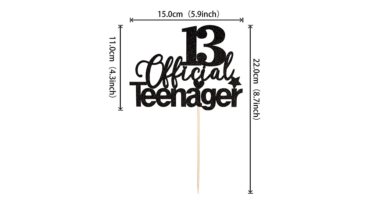 Glitter 13th Birthday Cake Topper for Teens