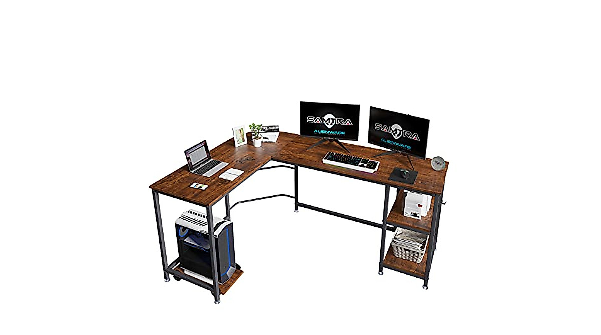 SAMTRA L Shaped Desk - Stylish Storage Workstation
