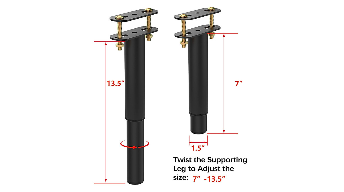 Adjustable Metal Bed Frame Support Legs - POROHOM 2PCS