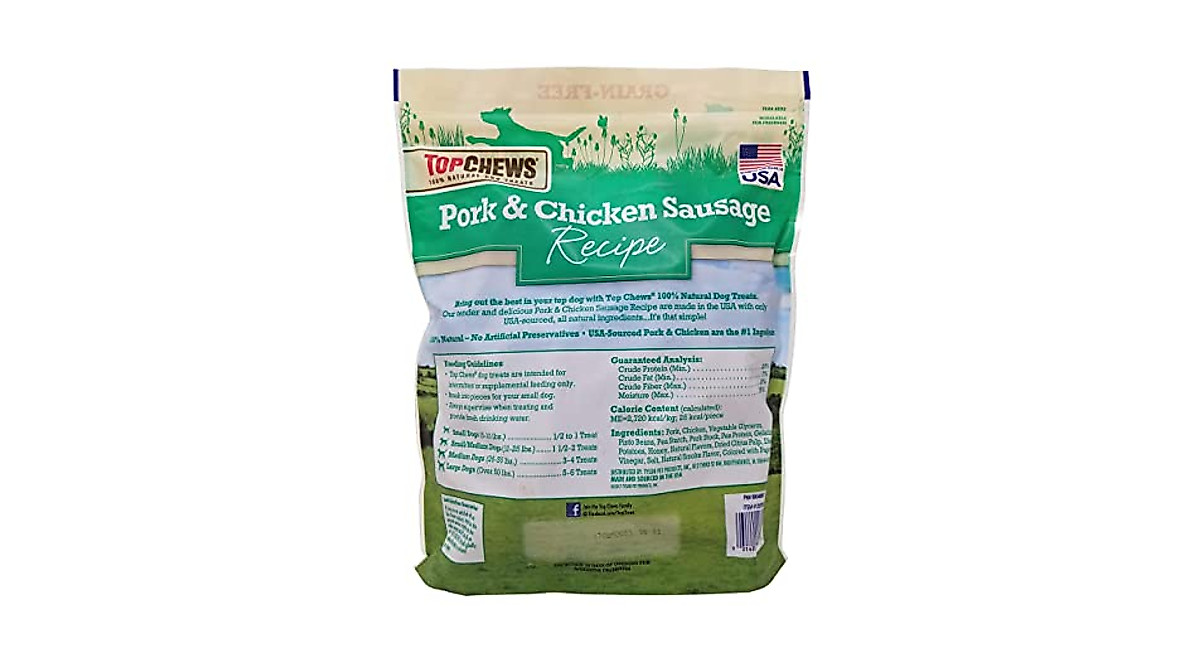Top Chews 100% Natural Dog Treats - Sausage & Chicken