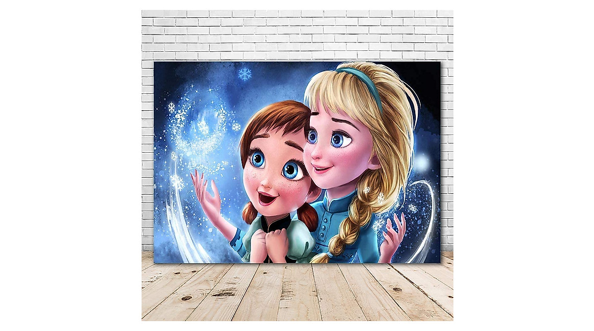 YouRan Baby Elsa & Anna Backdrop for Kids’ Birthday - Vinyl Frozen Theme