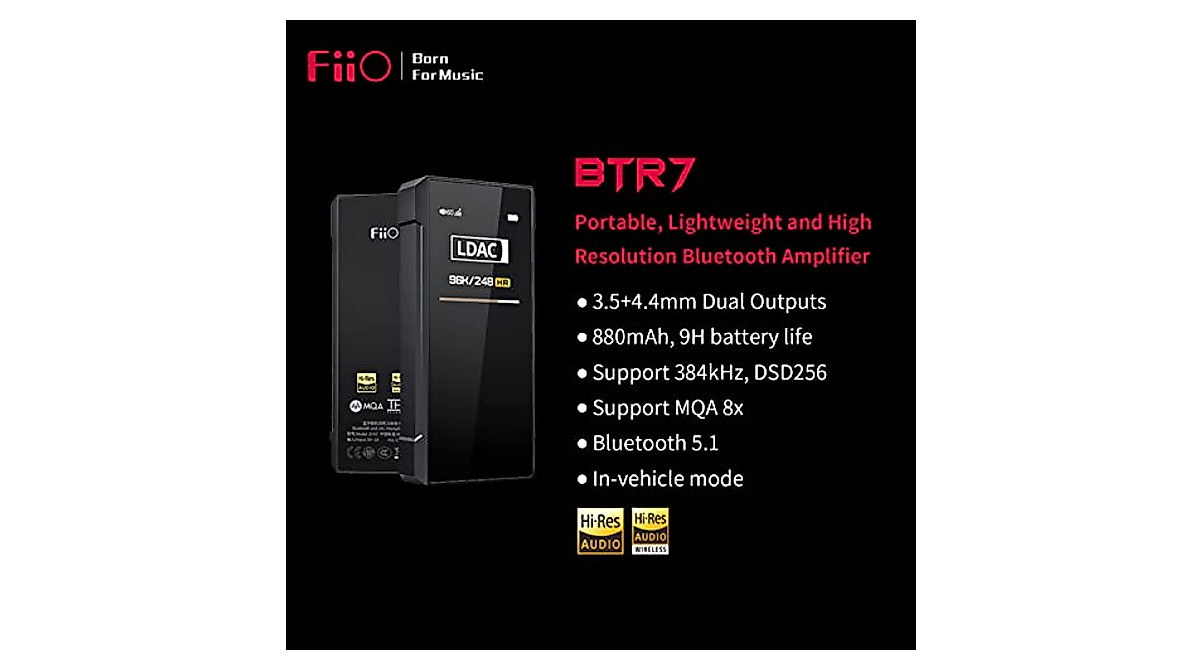 FiiO BTR7 Portable Bluetooth Headphone Amp with High-Resolution DAC