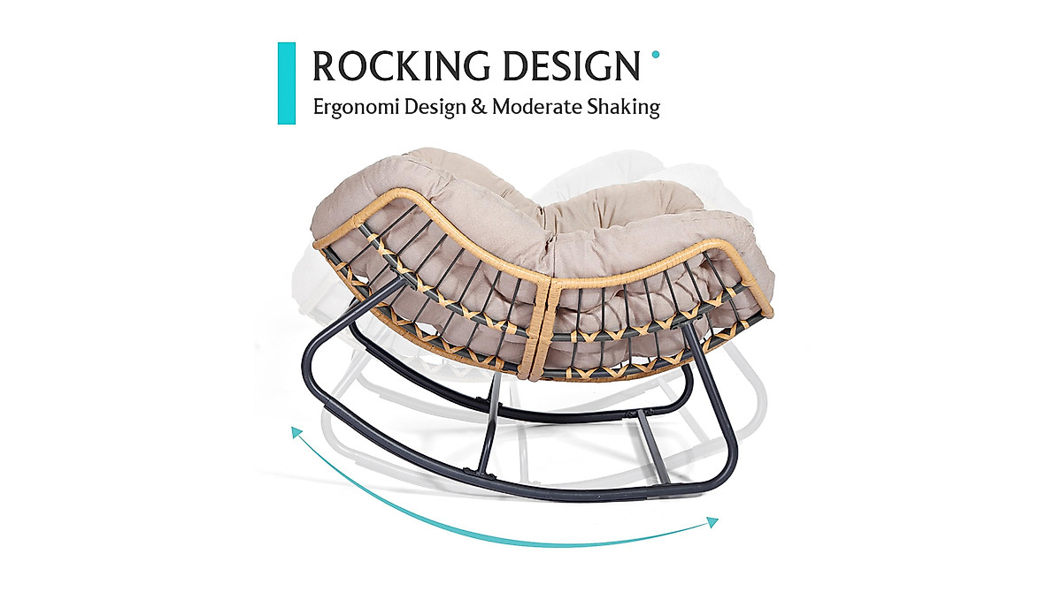 LEYCAY Oversized Papasan Rocking Chair - Comfort & Style