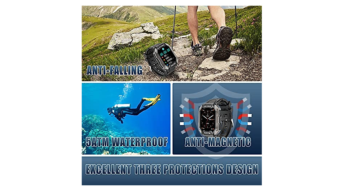 Rugged Military Smart Watch for Men's Outdoor Adventures