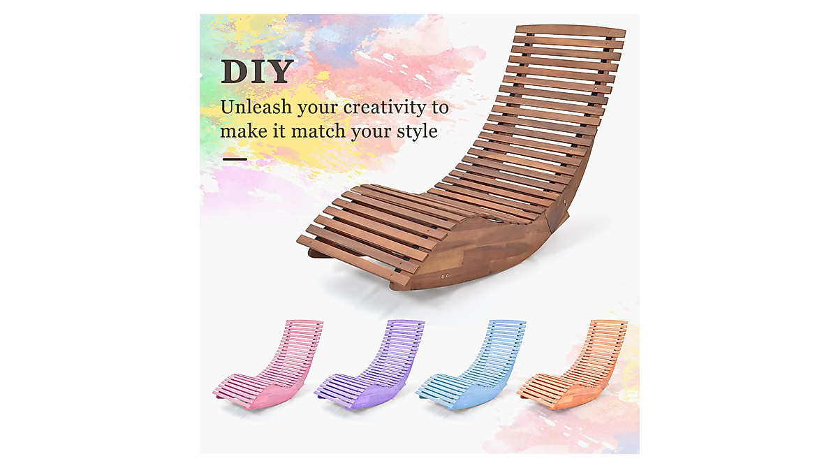 Tangkula Outdoor Acacia Wood Rocking Chair - Stress Relief