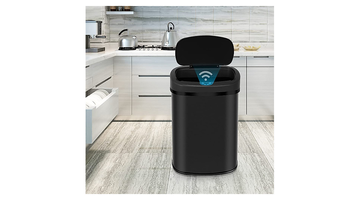 13 Gallon Stainless Steel Sensor Trash Can - Touchless Kitchen Bin