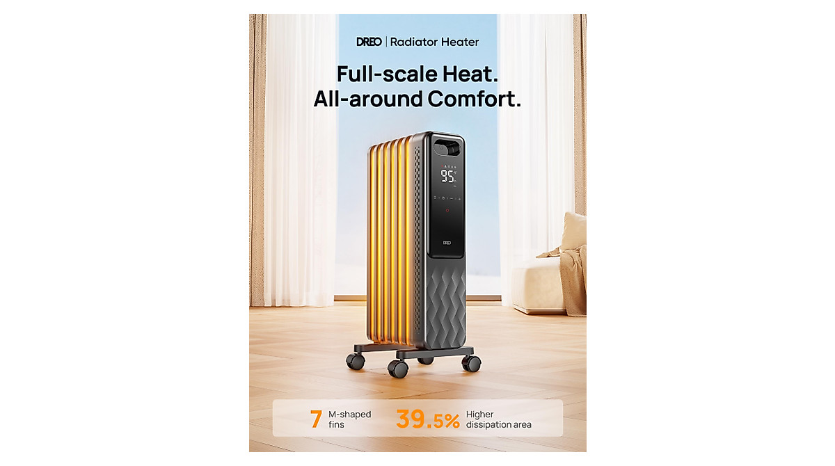 Dreo 1500W Oil Filled Radiator Heater with Remote Control