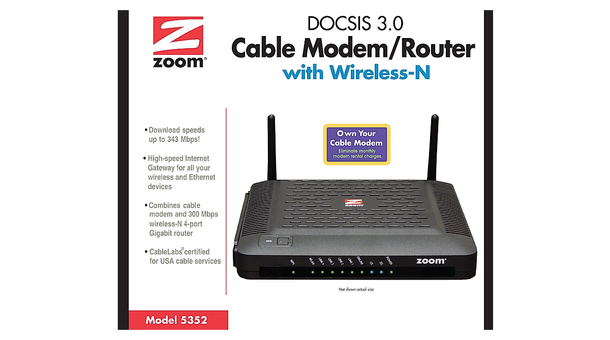 ZOOM DOCSIS 3.0 Modem & Wireless-N Router for Fast Internet