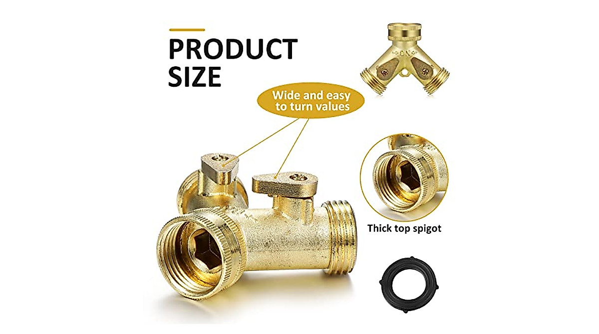 Heavy Duty Garden Hose Splitter - 2-Way Y Tap Connector for Outdoor ...