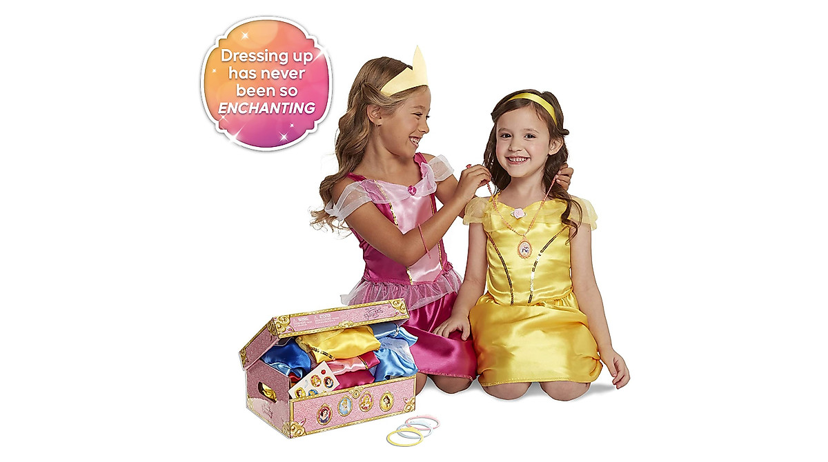 Disney Princess Dress Up Trunk Deluxe - 21 Piece Cosplay Set for Kids