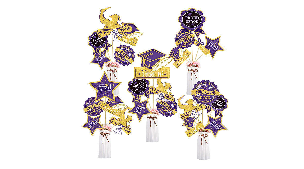 Purple Gold Graduation Decorations for Class of 2024