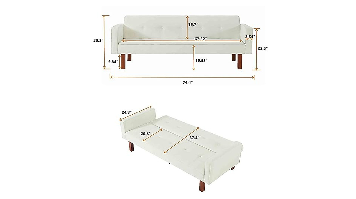 Mdhitsox 74.4” Modern Futon Sofa Bed – Convertible Design