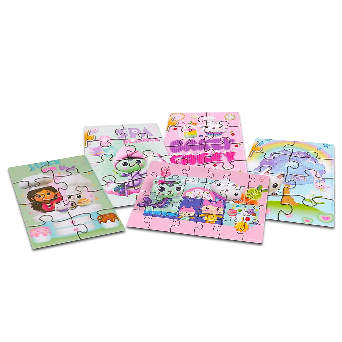 Gabby's Dollhouse Wooden Puzzle Set with Stickers for Kids - Bundle