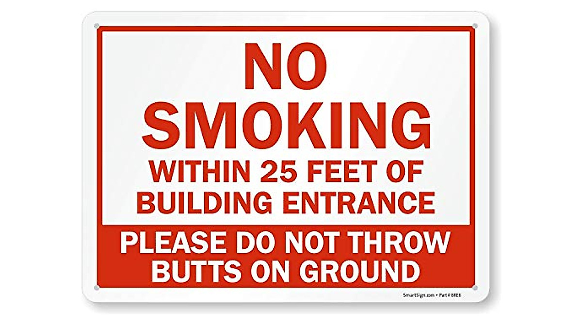 No Smoking Sign - 25 Feet Distance | Durable Plastic | SmartSign