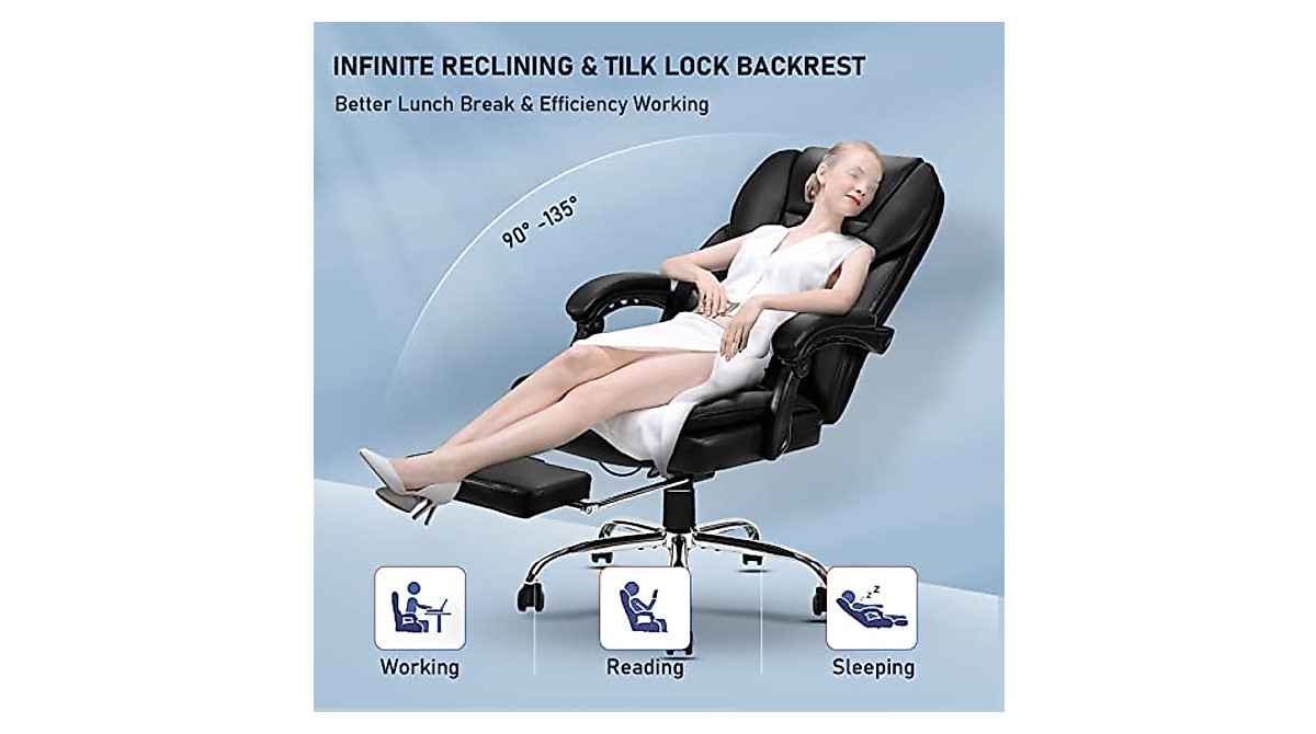 NOBLEMOOD Heated Massage Office Chair - Ergonomic Recliner with Footrest