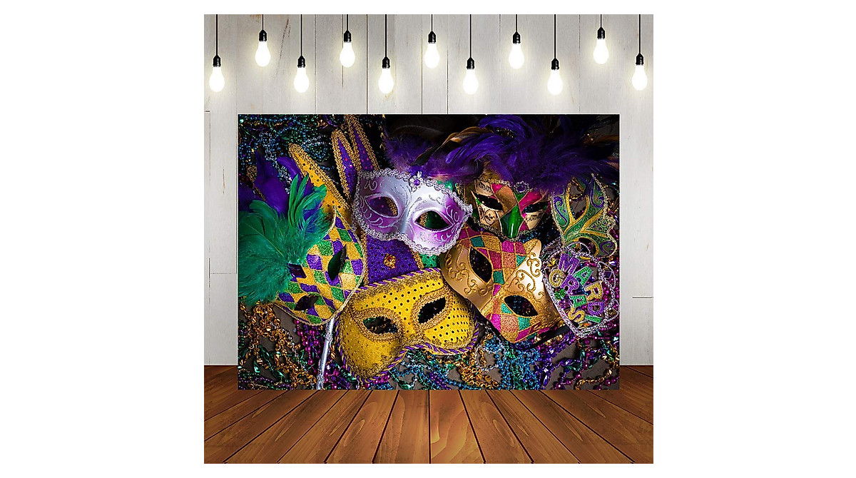 Purple Gold Glitter Masquerade Backdrop for Events
