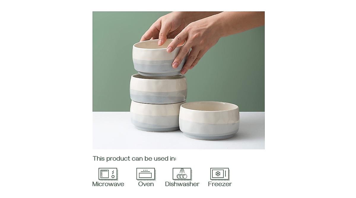 DOWAN 23 OZ Ceramic Bowls - Versatile, Chip Resistant, Set of 4
