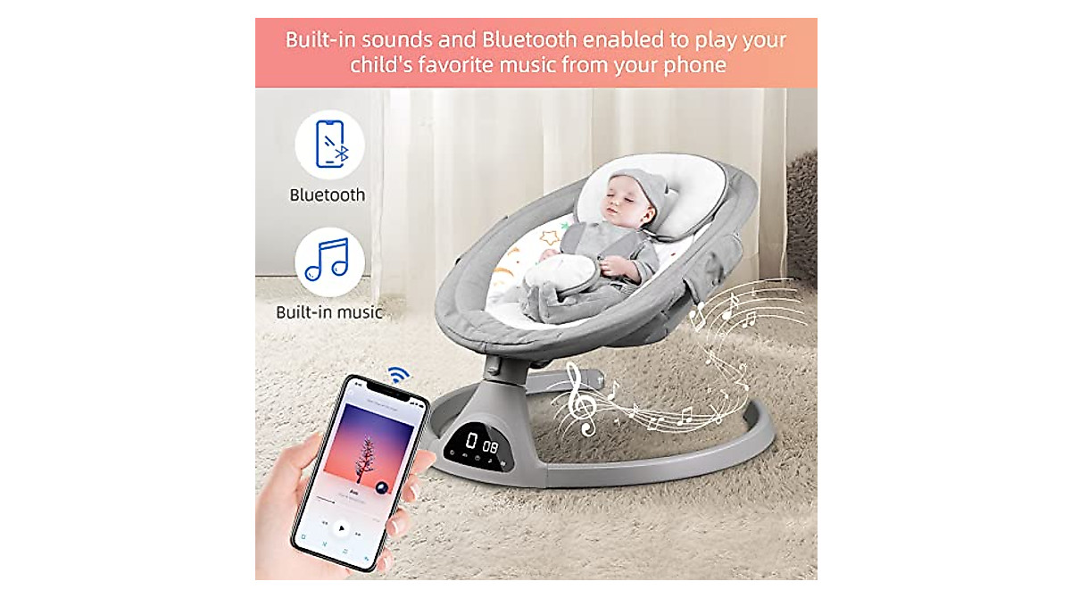 Baby Swings for Infants | 5-Speed Bluetooth Baby Bouncer with 12 Music