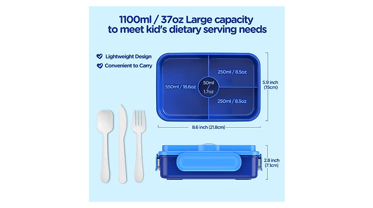 Jelife Leakproof Kids Bento Box - 4 Comp. & Tableware