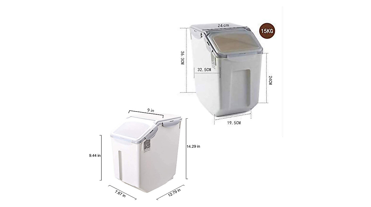 2-Pack Large Rice Storage Bins with Locking Lids – 15L Food Containers