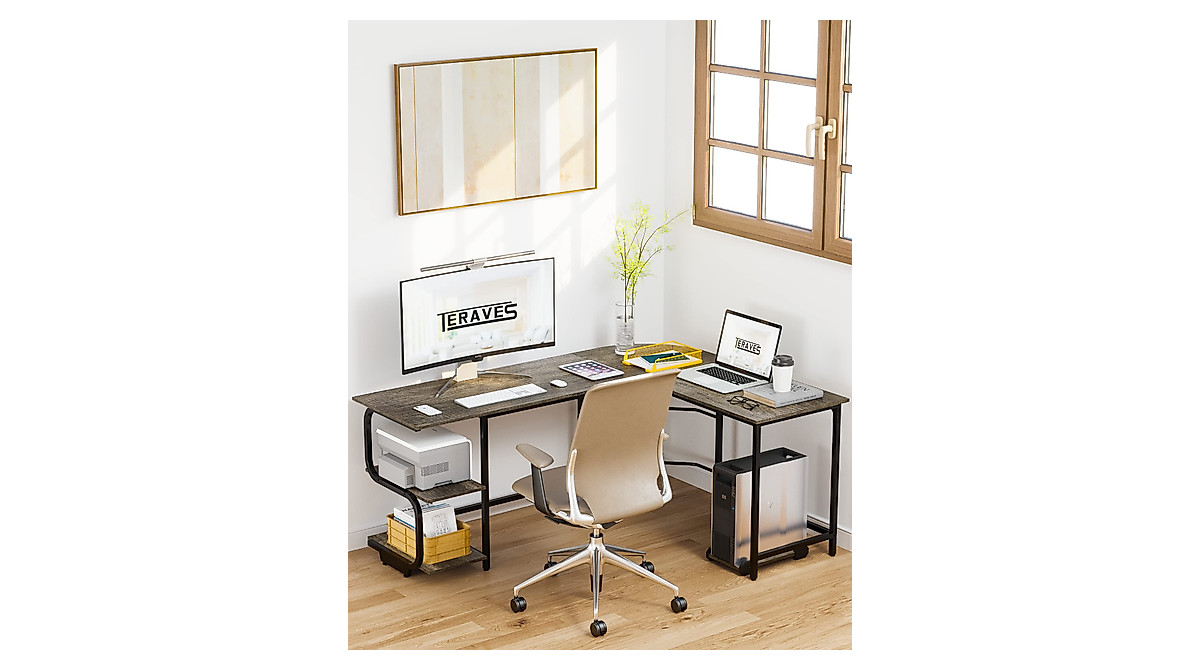 Teraves Reversible L Desk - Spacious & Sturdy Design
